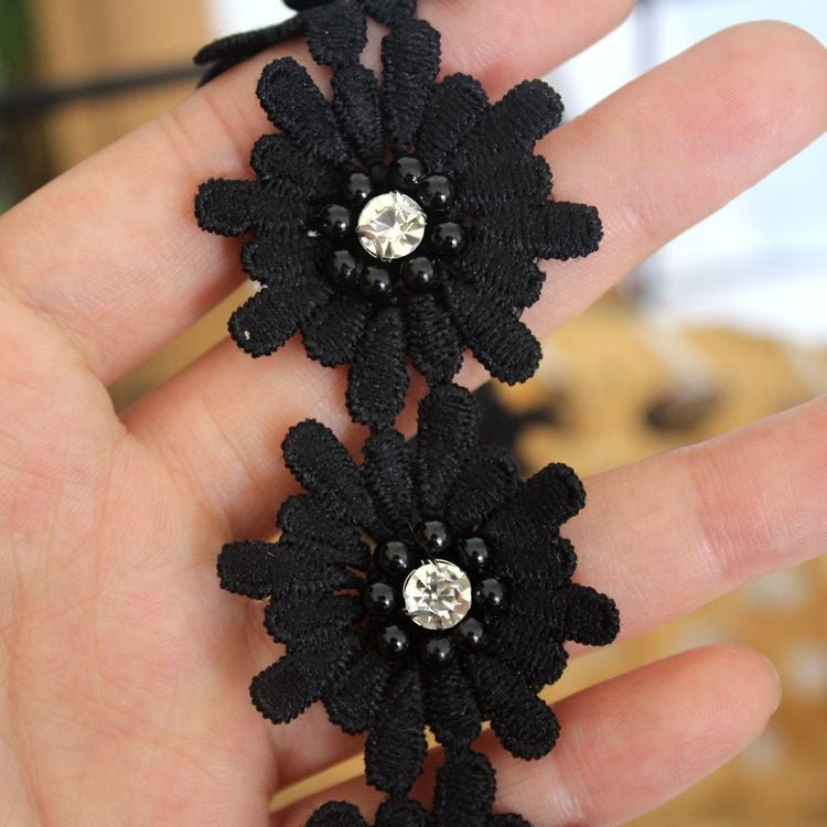 Pearl Beaded Floral Lace Trim Fabrics BT0034-Lace Fabric Shop