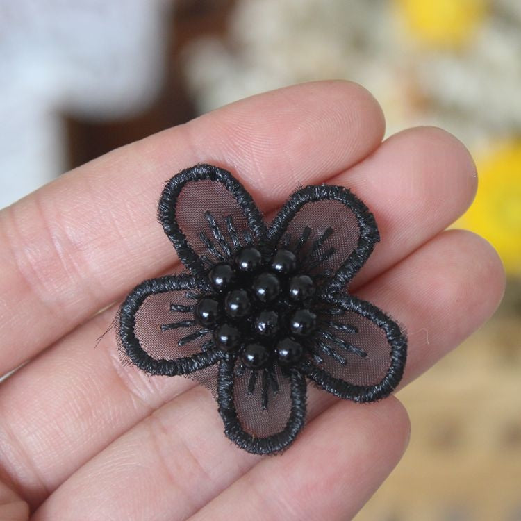 Lace Bead Trimming Single Floral BT0030-Lace Fabric Shop