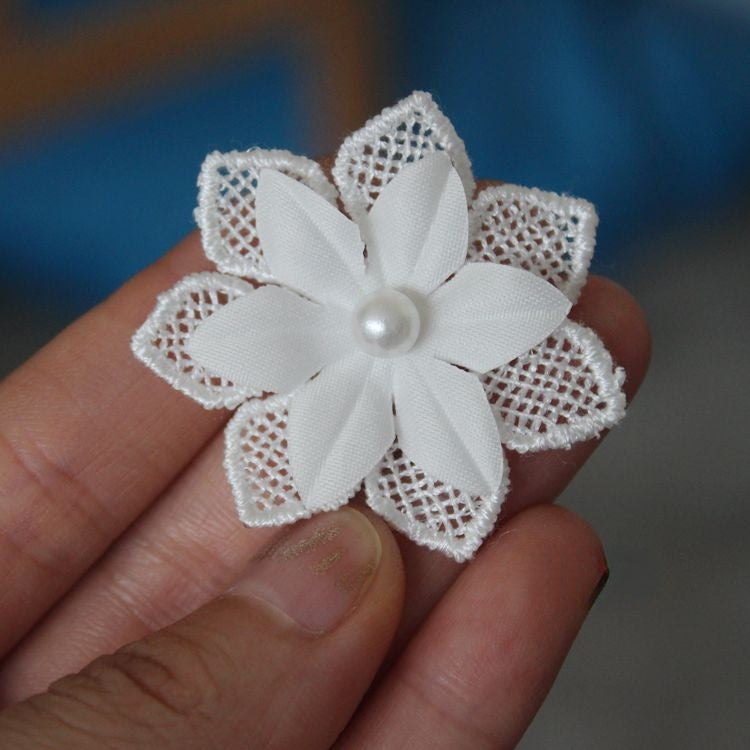 3D Beaded Lace Trim Single Flower BT0001-Lace Fabric Shop