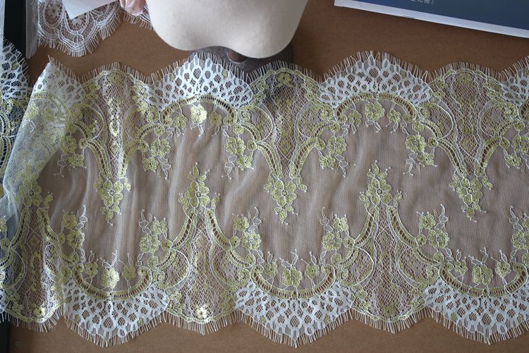 Golden Lace Fabric Width 24-30 cm CL0060-Lace Fabric Shop