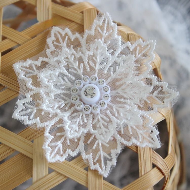 White Black Lace Beaded Trim Single Floral BT0123-Lace Fabric Shop