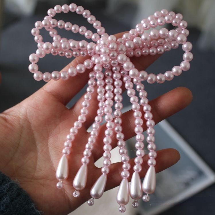 Pearl Beaded Bow Tie Jewelry Accessories BA0118-Lace Fabric Shop