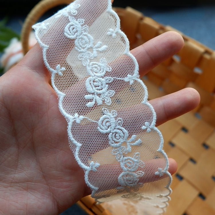Embroidery Tulle Dress Trim Width 4-6 cm TF0067-Lace Fabric Shop