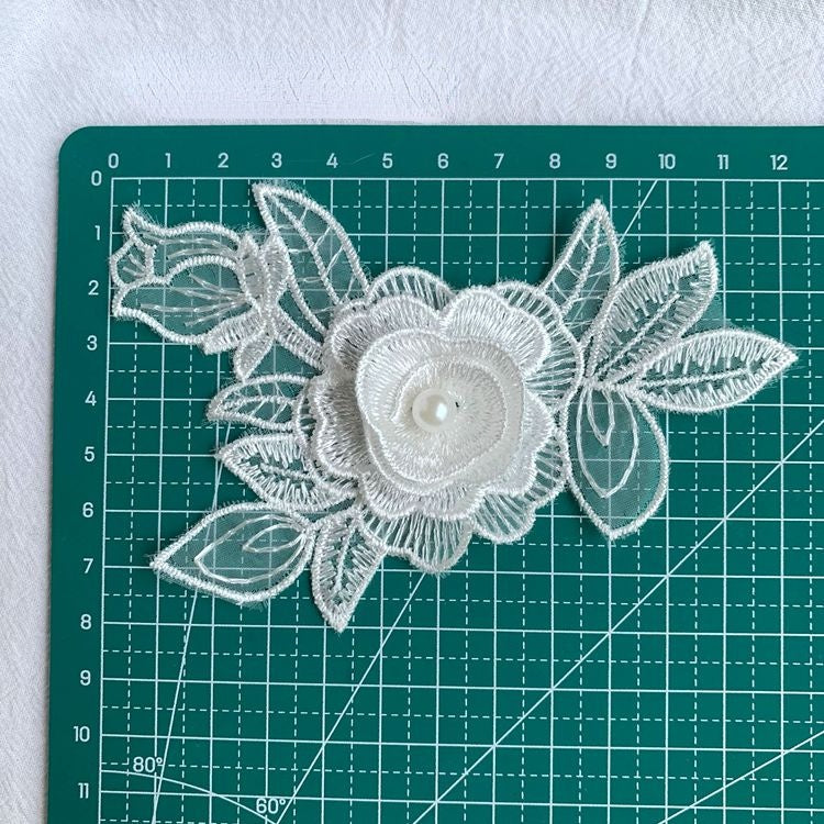 3D Beaded Flower Lace Trim Decoration BT0082