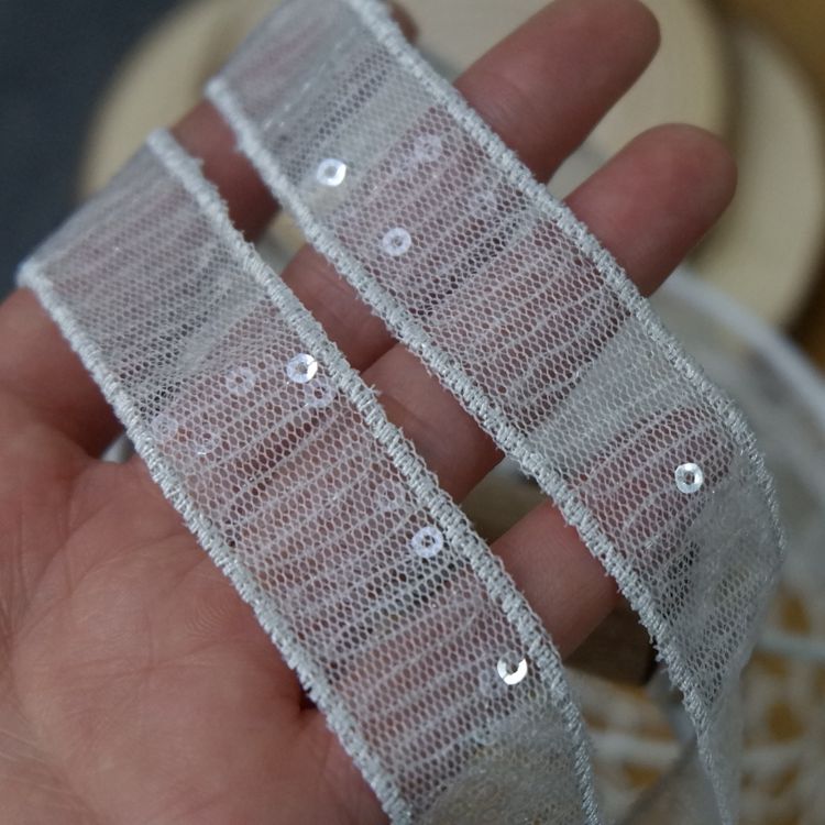 Beaded Sequins Lace Trim Fabrics BT0044-Lace Fabric Shop