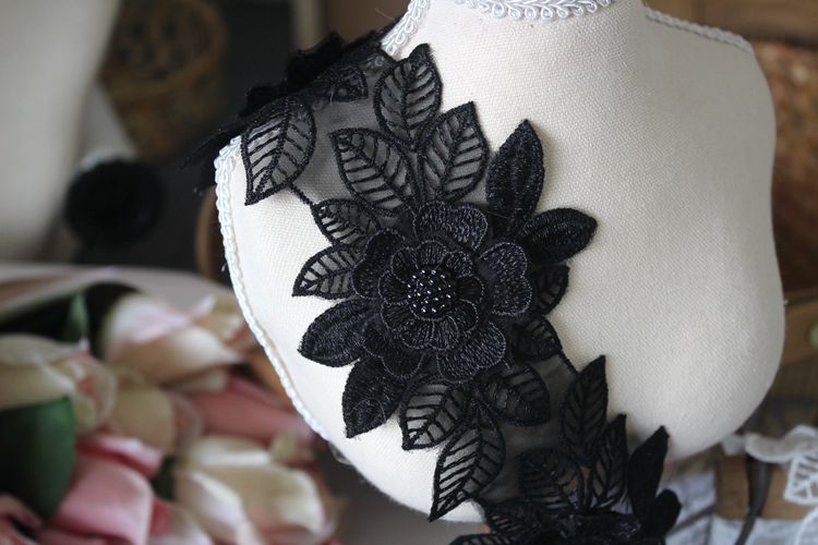 3D Embroidery Beaded Lace Trim Floral BT0112-Lace Fabric Shop