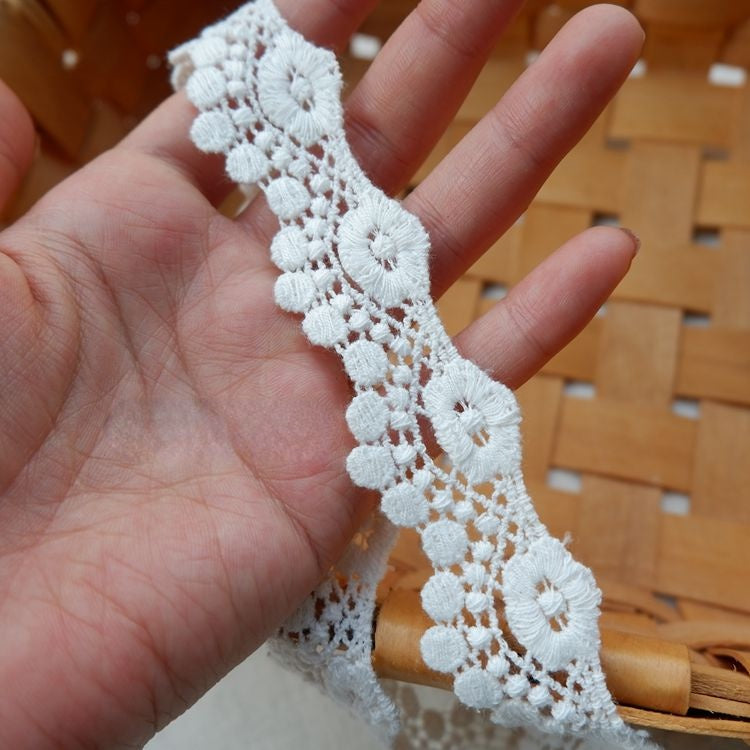 White Lace Floral Trims Width 3 cm LT0159-Lace Fabric Shop