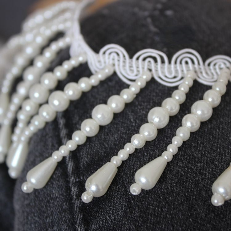 Pearl Tassel Beaded Costumes Lace Trim BT0106-Lace Fabric Shop