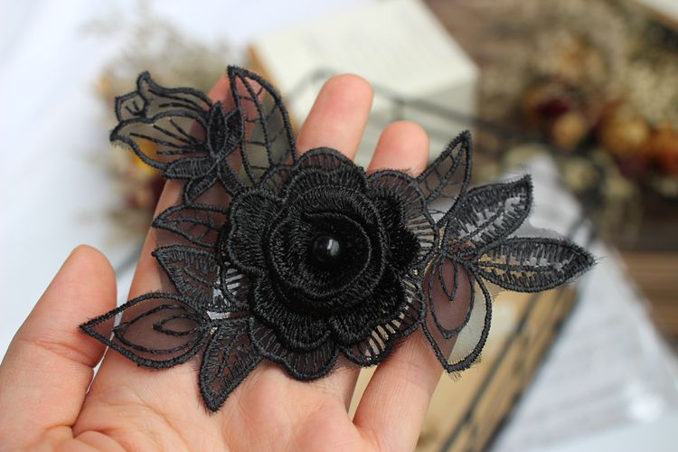 3D Beaded Flower Lace Trim Decoration BT0082-Lace Fabric Shop