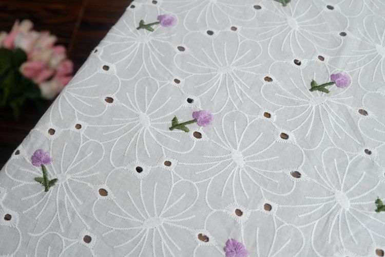 Wide Embroidery Eyelet Fabric Width 145 cm EF0077-Lace Fabric Shop