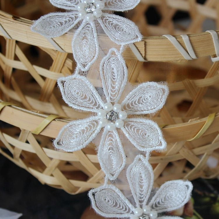 3D Rhinestone Beaded Lace Trims Fabric BT0033-Lace Fabric Shop