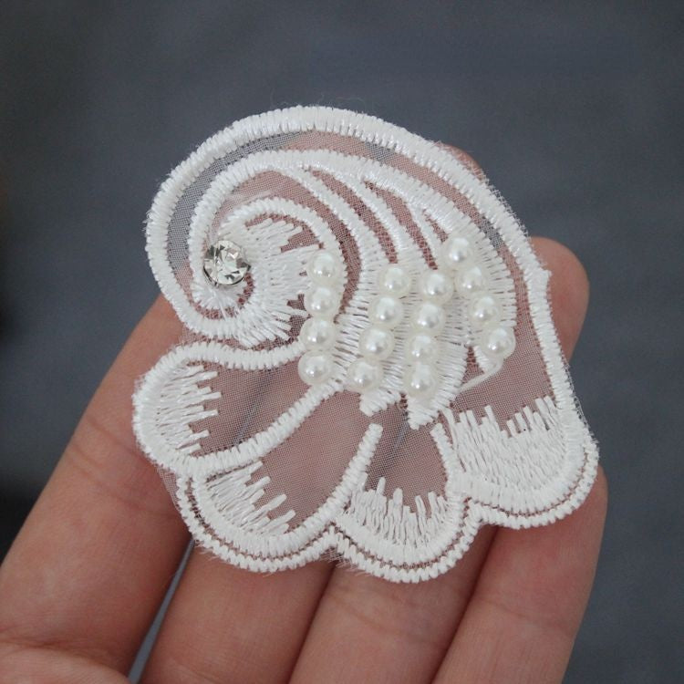 3D Lace Beaded Trims Single Floral BT0013-Lace Fabric Shop