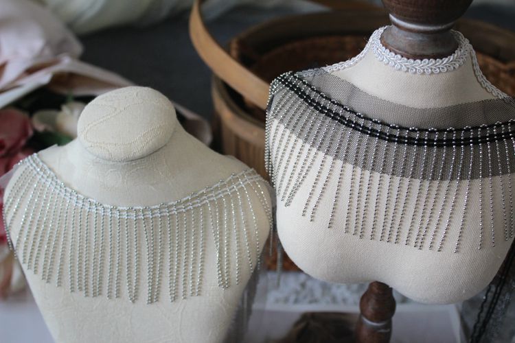 Tassel Beaded Tulle Mesh Lace Trim Fabric BT0100-Lace Fabric Shop