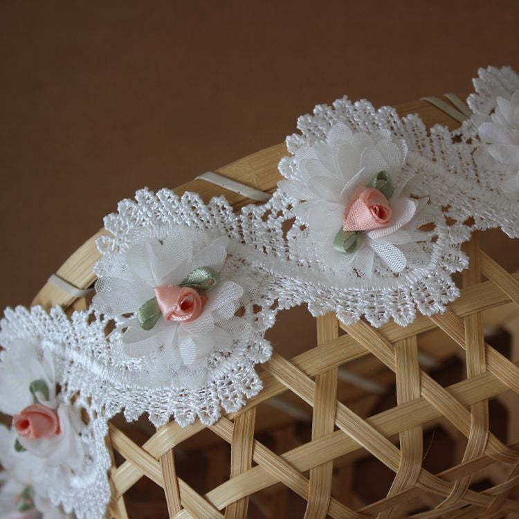 3D Beaded Lace Flower Trim Dress Material BT0089