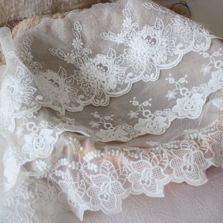 Embroidery Tulle Lace Trim Width 12 cm TF0112-Lace Fabric Shop