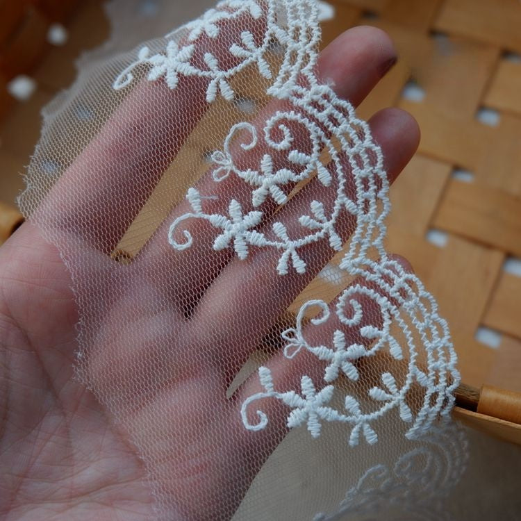 Hem Sew Fabric Tulle Trim Width 4-7 cm TF0078-Lace Fabric Shop