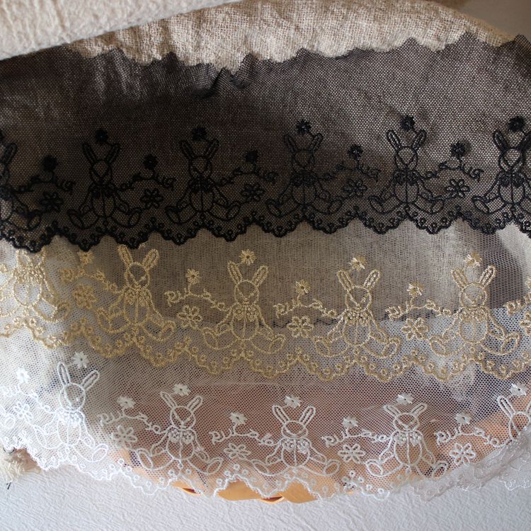 Embroidery Rabbit Mesh Lace Width 9 cm CL0078-Lace Fabric Shop