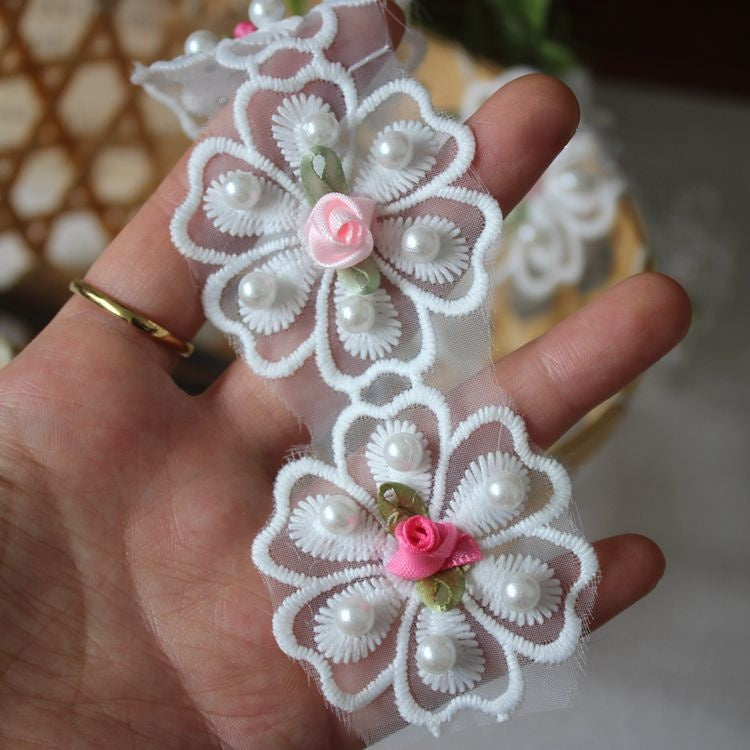 Beads Rose Lace Trimming Fabric BT0054-Lace Fabric Shop