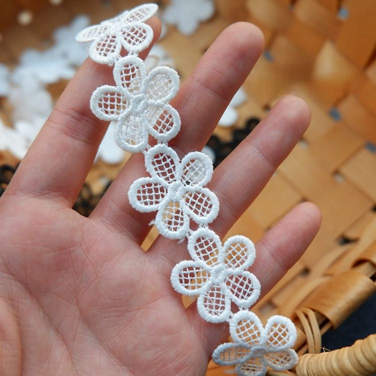 Dress Floral Trimming White Black Lace LT0230-Lace Fabric Shop