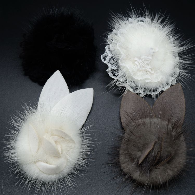 Fur Rabbit Brooch Coat Decoration BA0109-Lace Fabric Shop