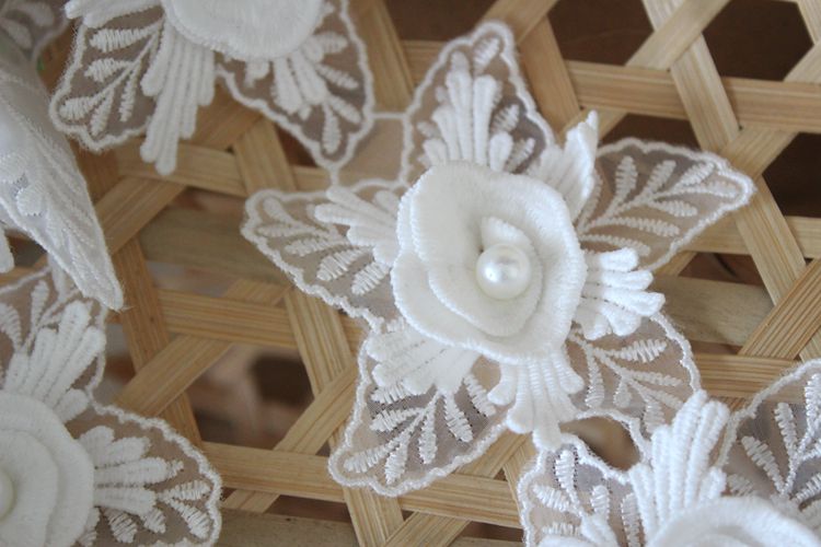 3D Beading Floral Lace Trim BT0057-Lace Fabric Shop