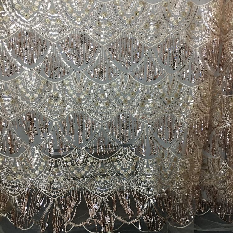 Luxury Embroidered Tulle Sequins Lace Width 165cm TF0090-Lace Fabric Shop