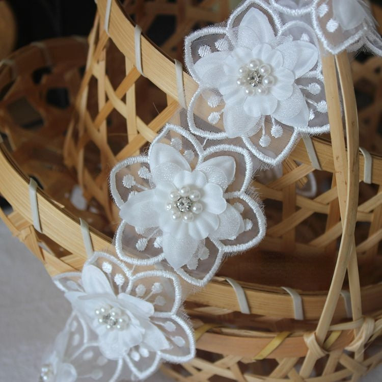 3D Rhinestone Beaded Lace Trims Fabric BT0033-Lace Fabric Shop