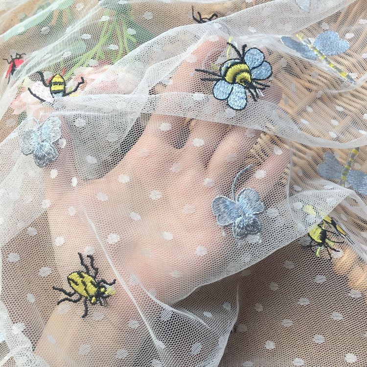 Color Embroidery Tulle Width 150cm TF0026-Lace Fabric Shop