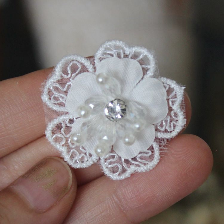 Lace Bead Trimming Single Floral BT0030-Lace Fabric Shop