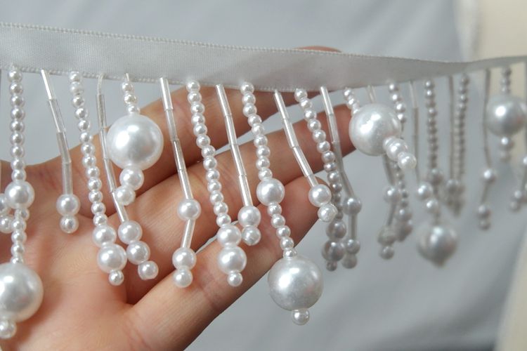 Tassel Beaded Ribbon Trim Decoration BT0072-Lace Fabric Shop