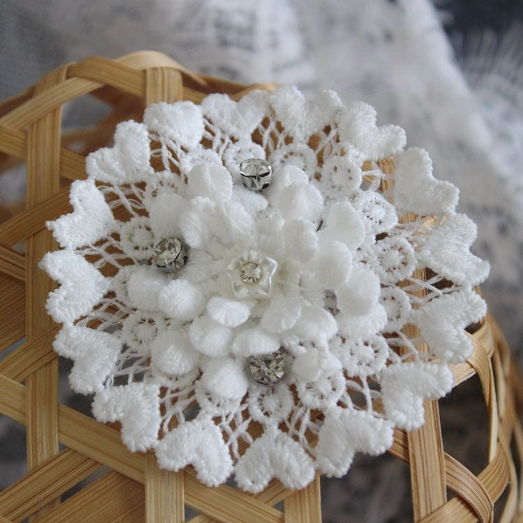 White Black Lace Beaded Trim Single Floral BT0123-Lace Fabric Shop