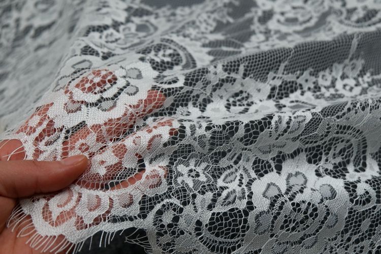 Wide Lace Trim Black White Width 45 cm LT0296-Lace Fabric Shop