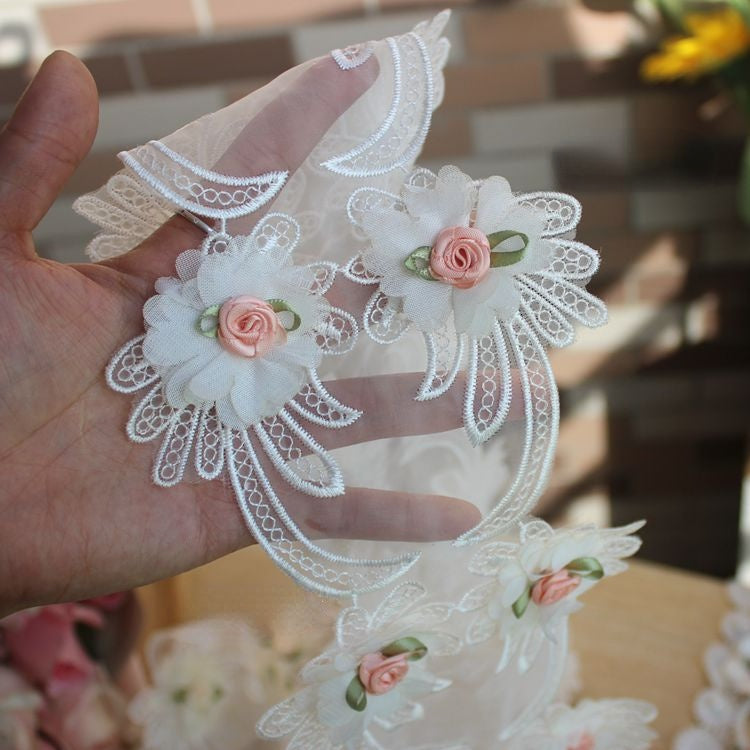 3D Embroidery Beaded Lace Trim Floral BT0094-Lace Fabric Shop