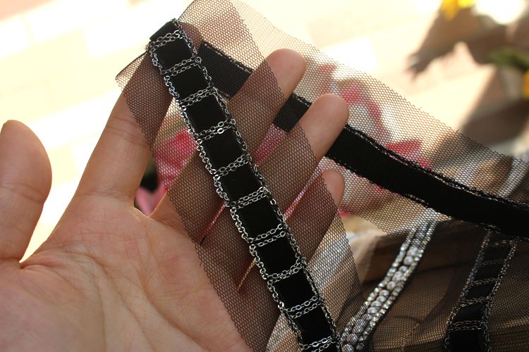 Beaded Tulle Mesh Lace Trim Belt Fabrics BT0091-Lace Fabric Shop