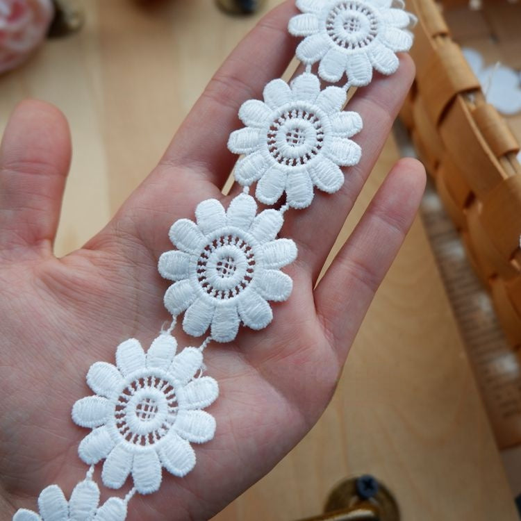 Dress Floral Trimming White Black Lace LT0230-Lace Fabric Shop