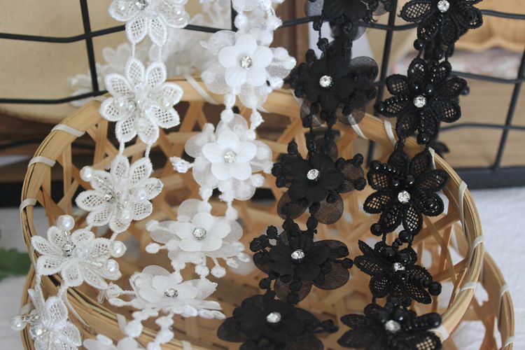 3D Beaded Bridal Decorative Lace Trim BT0004-Lace Fabric Shop