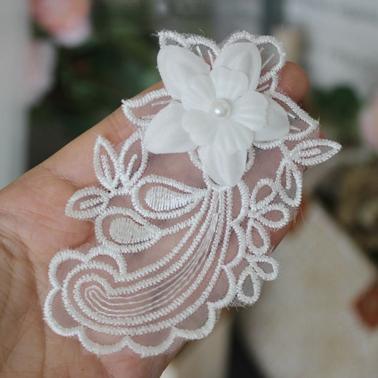 Beads Lace Trimming Single Flower BT0011-Lace Fabric Shop