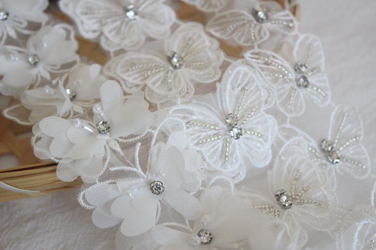 Beaded Butterfly Lace Trims Fabric BT0032-Lace Fabric Shop