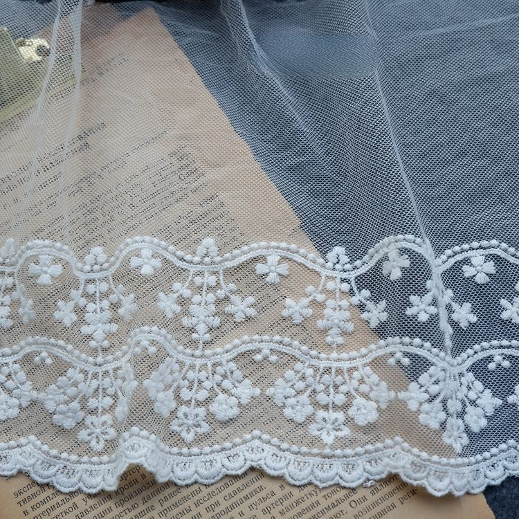 Embroidery Tulle Width 13-20 cm TF0005-Lace Fabric Shop