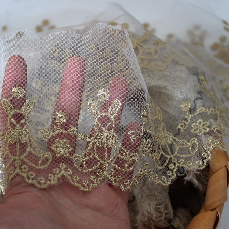 Embroidery Rabbit Mesh Lace Width 9 cm CL0078-Lace Fabric Shop