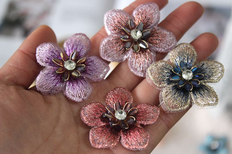 Embroidery Beaded Flower Headdress Material EA0030-Lace Fabric Shop