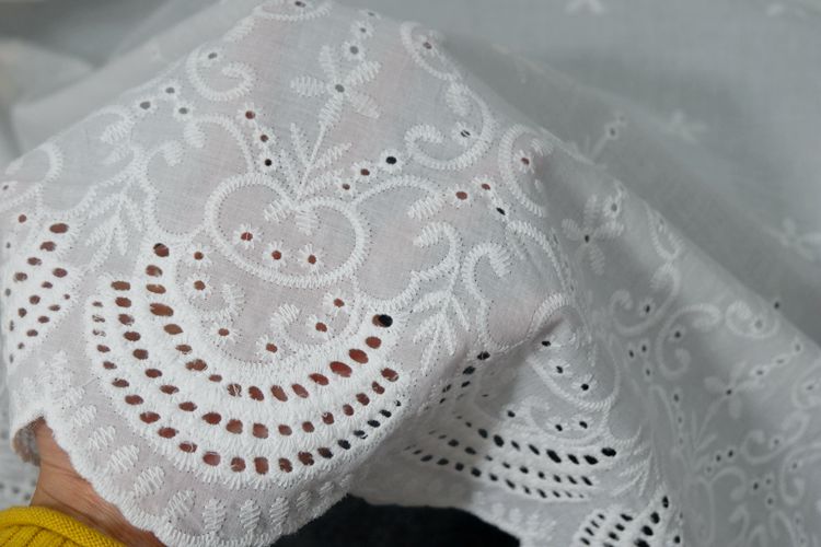 Wide Embroidered Eyelet Fabric Width 130 cm EF0051-Lace Fabric Shop