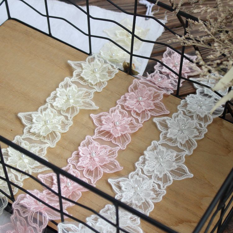 3D Beaded Lace Trims Veil Decoration BT0083-Lace Fabric Shop