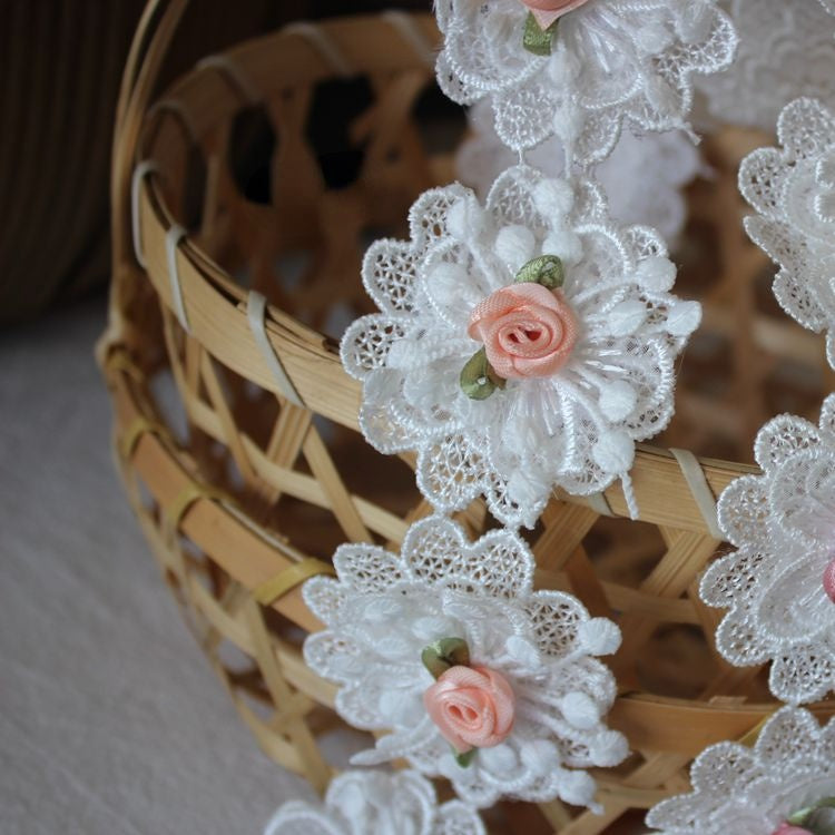 Beaded Flower Lace Trim Wedding Decoration BT0071-Lace Fabric Shop