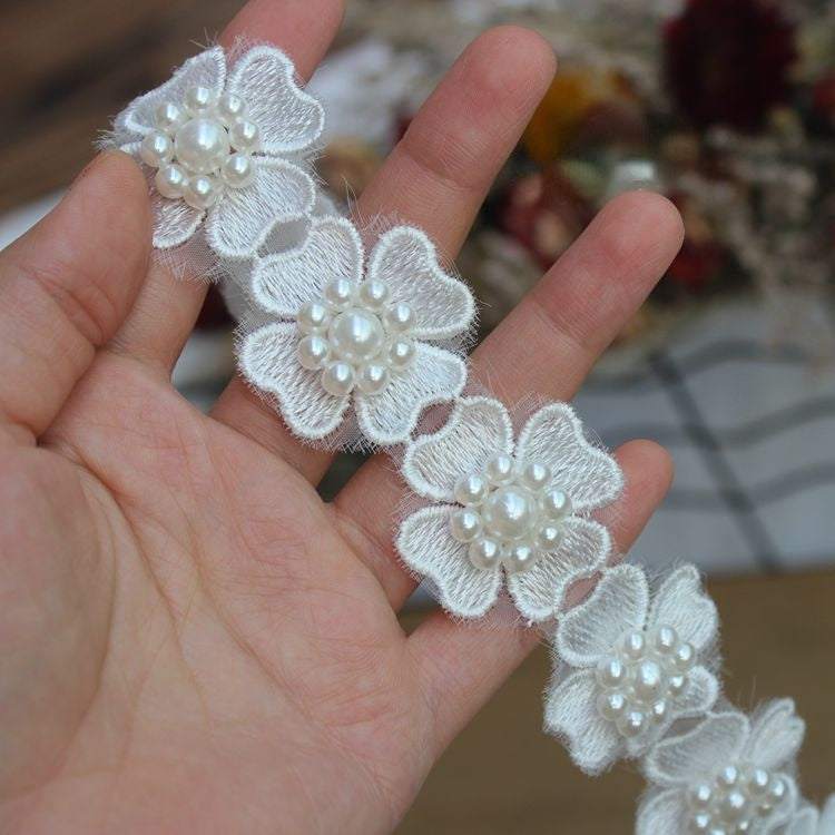 Beaded Floral Lace Trims Fabric BT0019-Lace Fabric Shop
