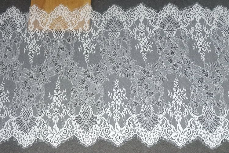 Chantilly Lace Trim Black Width 66 cm CHL0115-Lace Fabric Shop