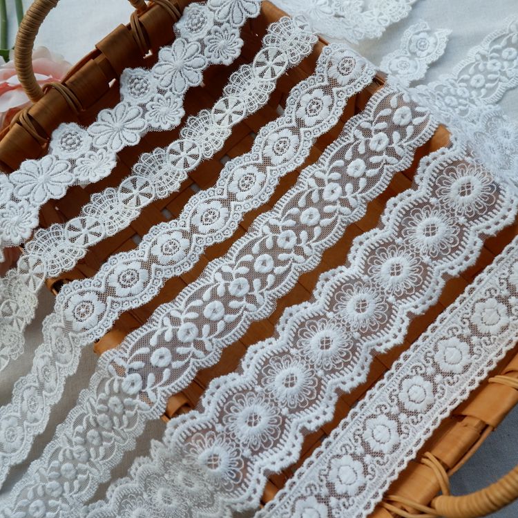 Embroidery Cotton Tulle Trim Width 2-5 cm TF0071-Lace Fabric Shop
