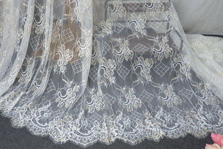 Gold Chantilly Lace Dress Fabric Width 150 cm CHL0104-Lace Fabric Shop