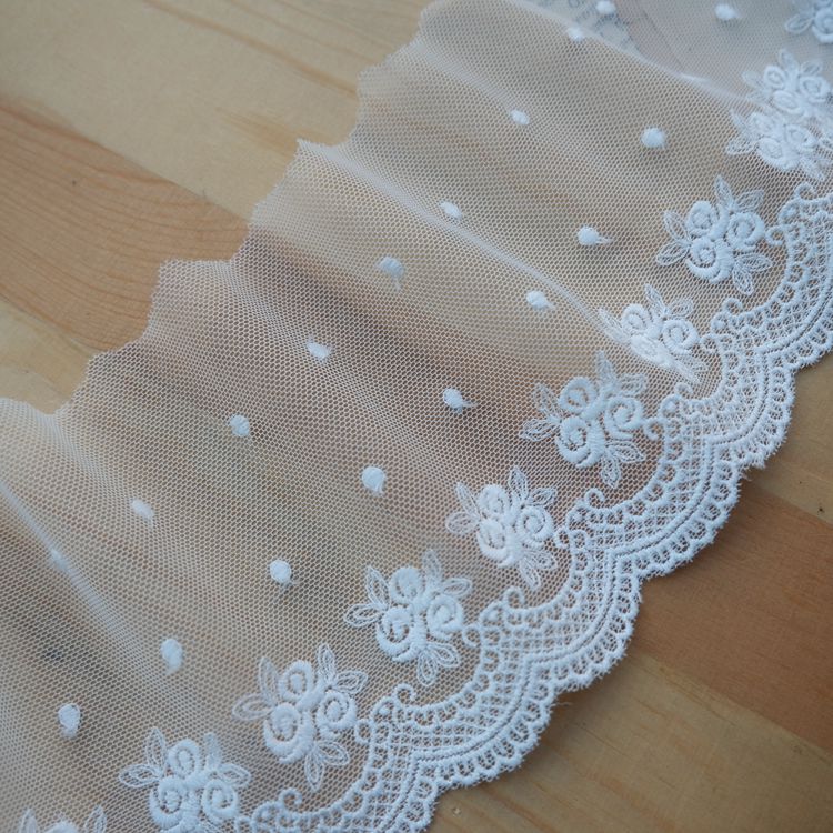 Embroidery Rose Tulle Trim Width 9.5 cm TF0063-Lace Fabric Shop