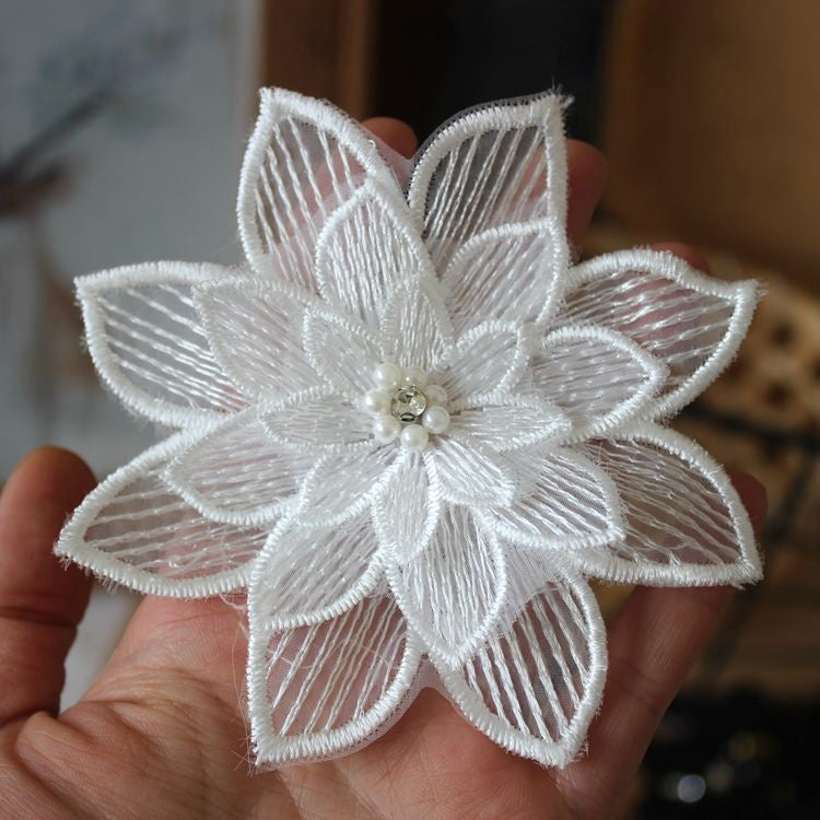 3D Beading Floral Lace Trim BT0057-Lace Fabric Shop